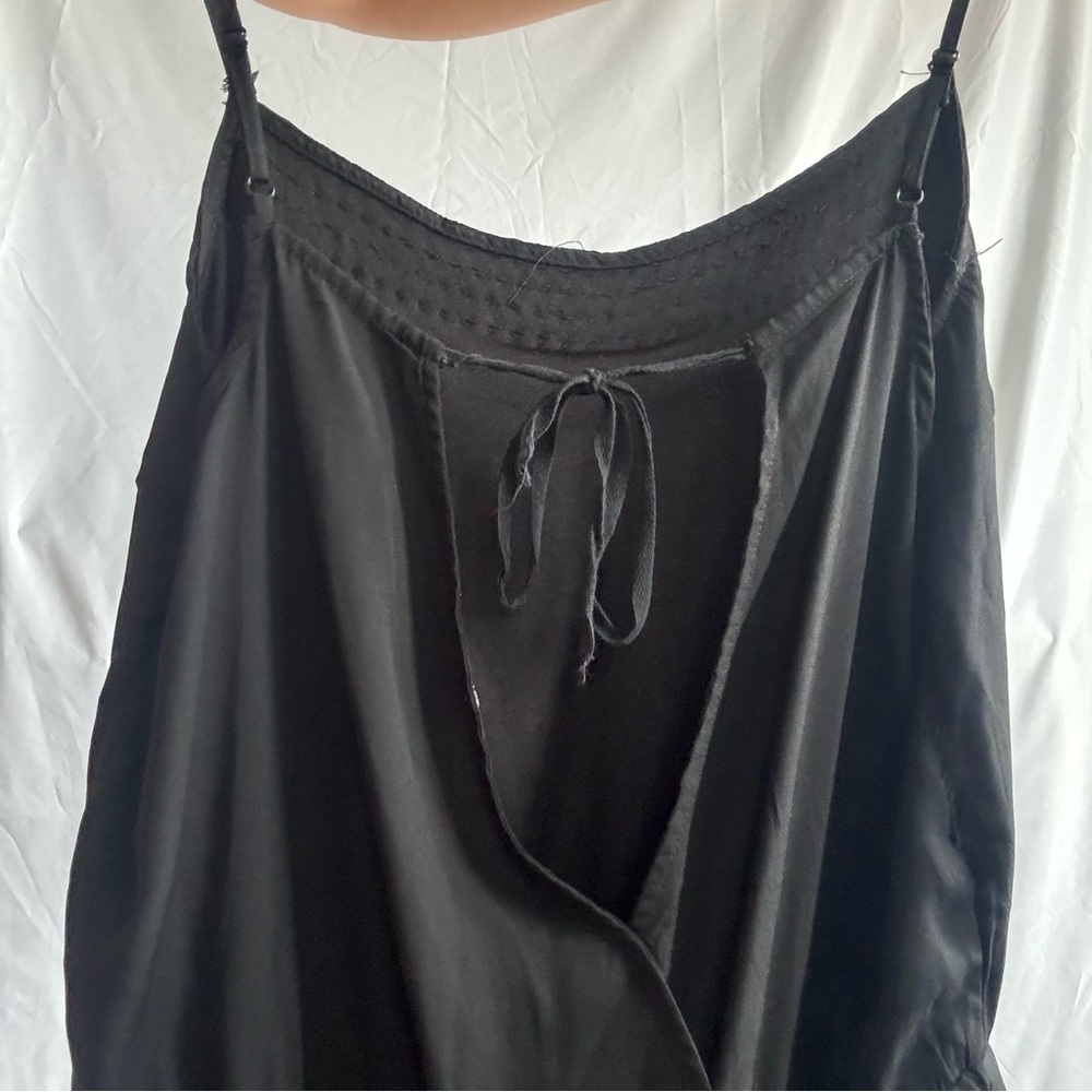 Black Backless Tie Back Romper with Gold Bead Lining - Picture 9 of 9